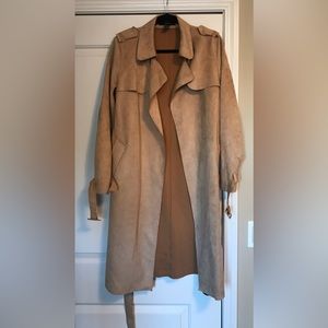 Forever 21 Lightweight Tan Suede Trench Coat
